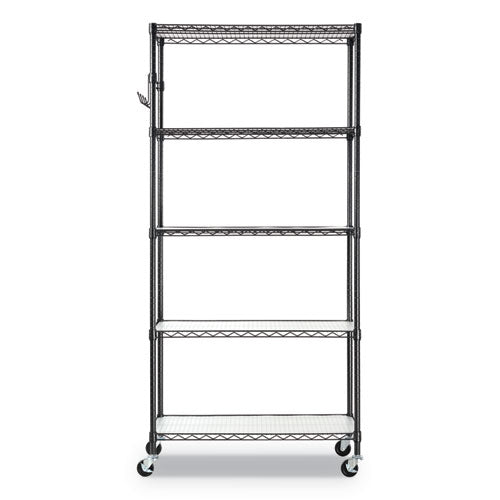 Alera® 5-shelf Wire Shelving Kit With Casters And Shelf Liners, 36w X 18d X 72h, Black Anthracite freeshipping - TVN Wholesale