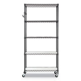 Alera® 5-shelf Wire Shelving Kit With Casters And Shelf Liners, 36w X 18d X 72h, Black Anthracite freeshipping - TVN Wholesale