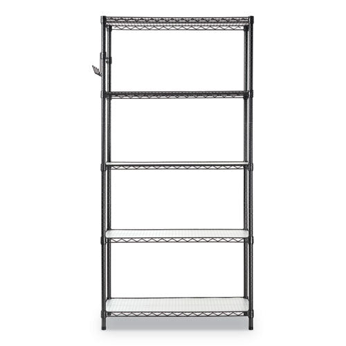Alera® 5-shelf Wire Shelving Kit With Casters And Shelf Liners, 36w X 18d X 72h, Black Anthracite freeshipping - TVN Wholesale