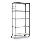 Alera® 5-shelf Wire Shelving Kit With Casters And Shelf Liners, 36w X 18d X 72h, Black Anthracite freeshipping - TVN Wholesale