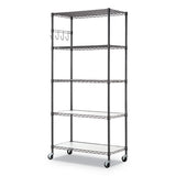 Alera® 5-shelf Wire Shelving Kit With Casters And Shelf Liners, 36w X 18d X 72h, Black Anthracite freeshipping - TVN Wholesale