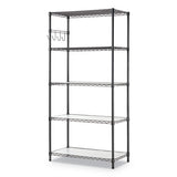 Alera® 5-shelf Wire Shelving Kit With Casters And Shelf Liners, 36w X 18d X 72h, Black Anthracite freeshipping - TVN Wholesale