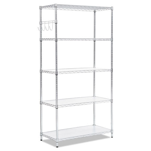Alera® 5-shelf Wire Shelving Kit With Casters And Shelf Liners, 36w X 18d X 72h, Silver freeshipping - TVN Wholesale