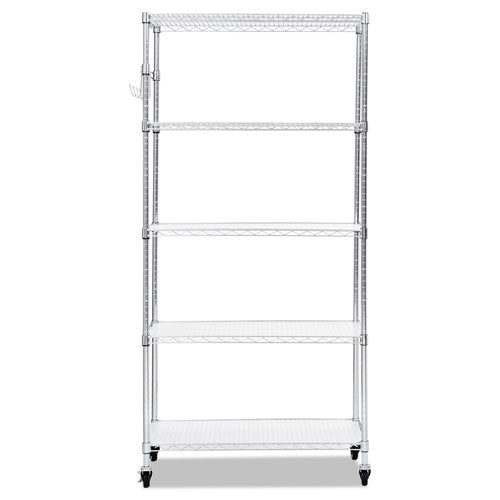 Alera® 5-shelf Wire Shelving Kit With Casters And Shelf Liners, 36w X 18d X 72h, Silver freeshipping - TVN Wholesale