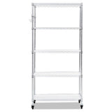 Alera® 5-shelf Wire Shelving Kit With Casters And Shelf Liners, 36w X 18d X 72h, Silver freeshipping - TVN Wholesale
