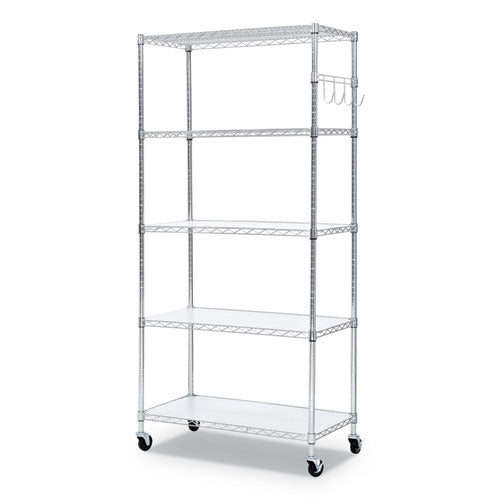 Alera® 5-shelf Wire Shelving Kit With Casters And Shelf Liners, 36w X 18d X 72h, Silver freeshipping - TVN Wholesale