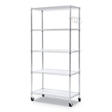 Alera® 5-shelf Wire Shelving Kit With Casters And Shelf Liners, 36w X 18d X 72h, Silver freeshipping - TVN Wholesale