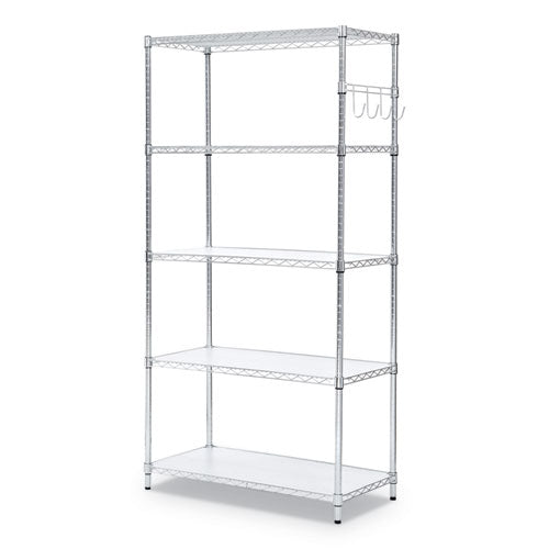 Alera® 5-shelf Wire Shelving Kit With Casters And Shelf Liners, 36w X 18d X 72h, Silver freeshipping - TVN Wholesale