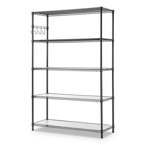 Alera® 5-shelf Wire Shelving Kit With Casters And Shelf Liners, 48w X 18d X 72h, Black Anthracite freeshipping - TVN Wholesale