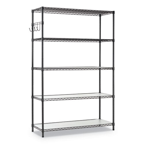 Alera® 5-shelf Wire Shelving Kit With Casters And Shelf Liners, 48w X 18d X 72h, Black Anthracite freeshipping - TVN Wholesale