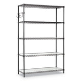 Alera® 5-shelf Wire Shelving Kit With Casters And Shelf Liners, 48w X 18d X 72h, Black Anthracite freeshipping - TVN Wholesale