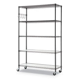 Alera® 5-shelf Wire Shelving Kit With Casters And Shelf Liners, 48w X 18d X 72h, Black Anthracite freeshipping - TVN Wholesale