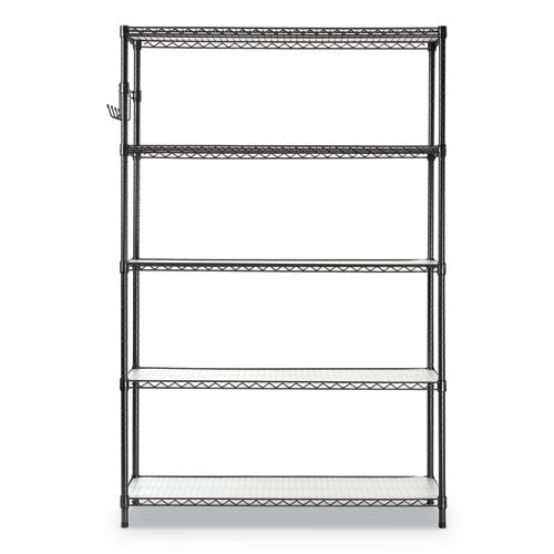 Alera® 5-shelf Wire Shelving Kit With Casters And Shelf Liners, 48w X 18d X 72h, Black Anthracite freeshipping - TVN Wholesale