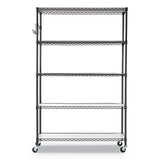 Alera® 5-shelf Wire Shelving Kit With Casters And Shelf Liners, 48w X 18d X 72h, Black Anthracite freeshipping - TVN Wholesale