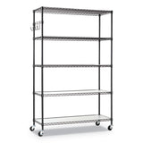 Alera® 5-shelf Wire Shelving Kit With Casters And Shelf Liners, 48w X 18d X 72h, Black Anthracite freeshipping - TVN Wholesale