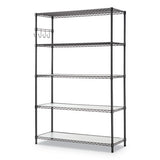 Alera® 5-shelf Wire Shelving Kit With Casters And Shelf Liners, 48w X 18d X 72h, Black Anthracite freeshipping - TVN Wholesale