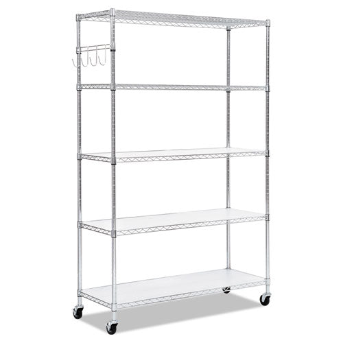 Alera® 5-shelf Wire Shelving Kit With Casters And Shelf Liners, 48w X 18d X 72h, Silver freeshipping - TVN Wholesale