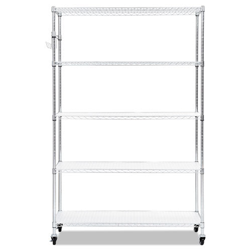 Alera® 5-shelf Wire Shelving Kit With Casters And Shelf Liners, 48w X 18d X 72h, Silver freeshipping - TVN Wholesale