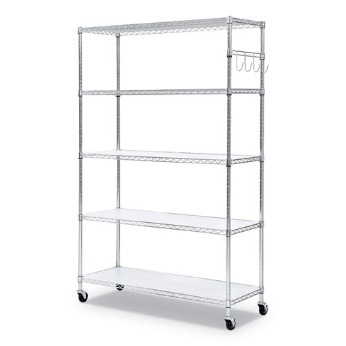 Alera® 5-shelf Wire Shelving Kit With Casters And Shelf Liners, 48w X 18d X 72h, Silver freeshipping - TVN Wholesale