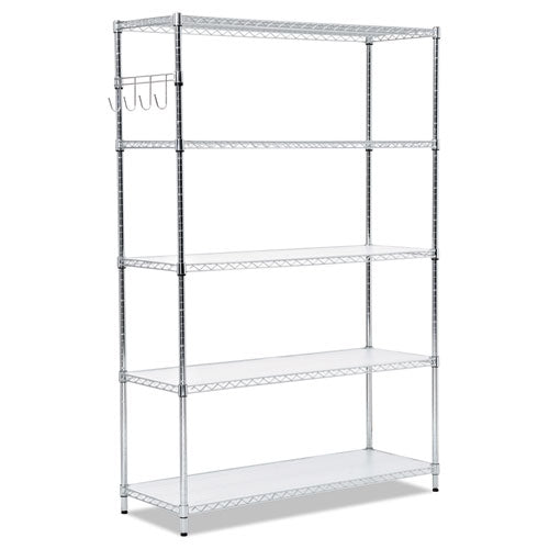 Alera® 5-shelf Wire Shelving Kit With Casters And Shelf Liners, 48w X 18d X 72h, Silver freeshipping - TVN Wholesale