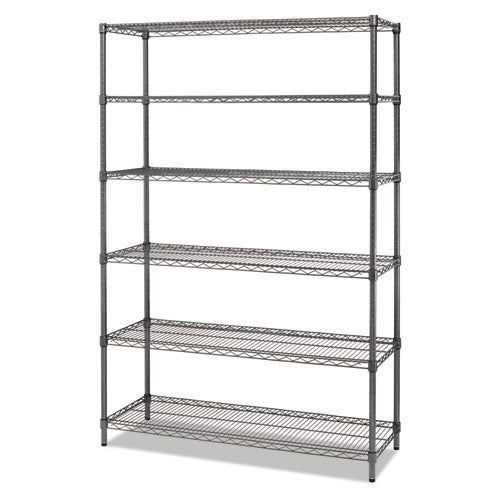 Alera® Nsf Certified 6-shelf Wire Shelving Kit, 48w X 18d X 72h, Black Anthracite freeshipping - TVN Wholesale
