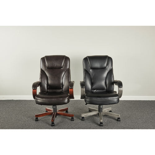 Alera® Alera Transitional Series Executive Wood Chair, Up To 275 Lb, Chocolate Marble Bonded Leather Seat-back, Walnut Wood Base freeshipping - TVN Wholesale