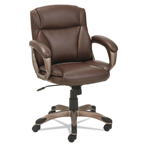 Alera® Alera Veon Series Low-back Bonded Leather Task Chair, Supports 275lb, 19.25" To 23" Seat Height, Brown Seat-back, Bronze Base freeshipping - TVN Wholesale