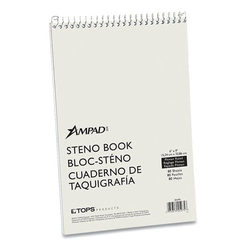 Ampad® Steno Pads, Pitman Rule, White Cover, 80 Green-tint 6 X 9 Sheets freeshipping - TVN Wholesale