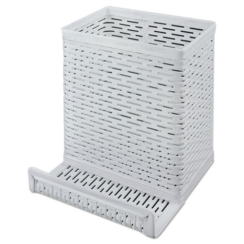 Artistic® Urban Collection Punched Metal Pencil Cup-cell Phone Stand, 3 1-2 X 3 1-2, White freeshipping - TVN Wholesale