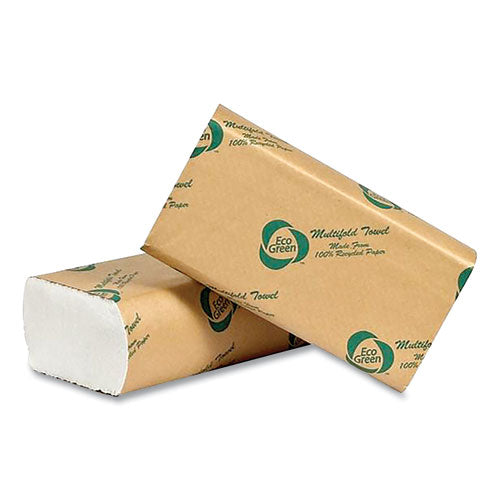 Eco Green® Recycled Multifold Paper Towels, 1-ply, 9.5 X 9.5, White, 250-pack, 16 Packs-carton freeshipping - TVN Wholesale