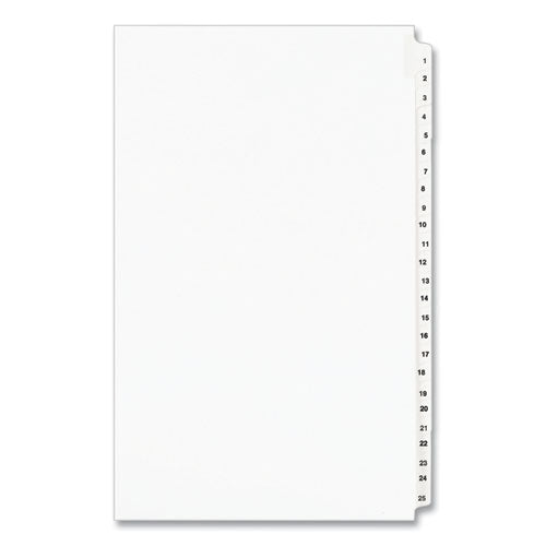 Avery® Preprinted Legal Exhibit Side Tab Index Dividers, Avery Style, 25-tab, 1 To 25, 14 X 8.5, White, 1 Set, (1430) freeshipping - TVN Wholesale