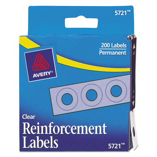 Avery® Dispenser Pack Hole Reinforcements, 1-4" Dia, Clear, 200-pack, (5721) freeshipping - TVN Wholesale