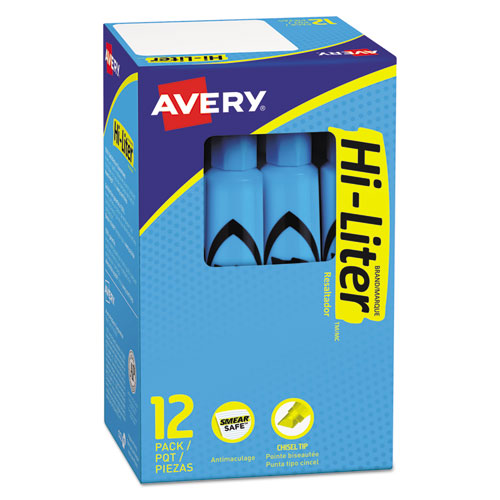 Avery® Hi-liter Desk-style Highlighters, Light Blue Ink, Chisel Tip, Light Blue-black Barrel, Dozen freeshipping - TVN Wholesale