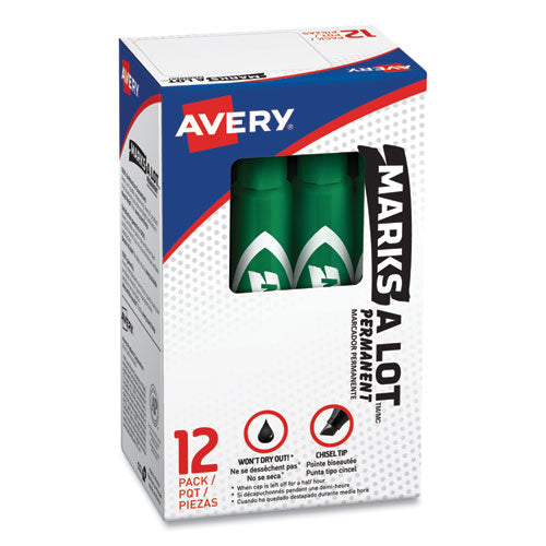 Avery® Marks A Lot Regular Desk-style Permanent Marker, Broad Chisel Tip, Green, Dozen (7885) freeshipping - TVN Wholesale