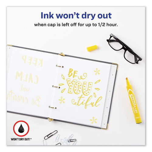 Avery® Marks A Lot Large Desk-style Permanent Marker, Broad Chisel Tip, Yellow, Dozen (8882) freeshipping - TVN Wholesale