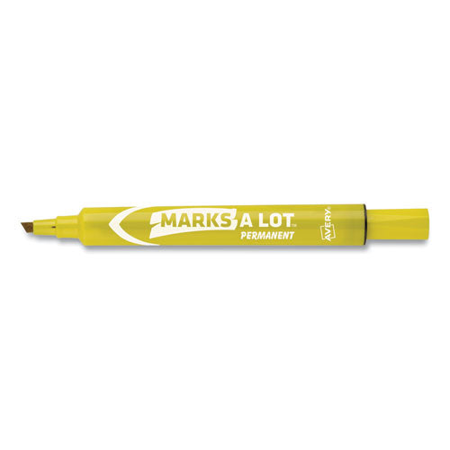 Avery® Marks A Lot Large Desk-style Permanent Marker, Broad Chisel Tip, Yellow, Dozen (8882) freeshipping - TVN Wholesale