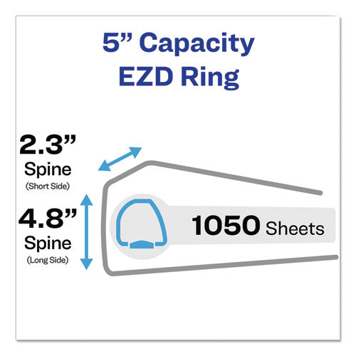 Avery® Durable View Binder With Durahinge And Ezd Rings, 3 Rings, 5" Capacity, 11 X 8.5, Black, (9900) freeshipping - TVN Wholesale