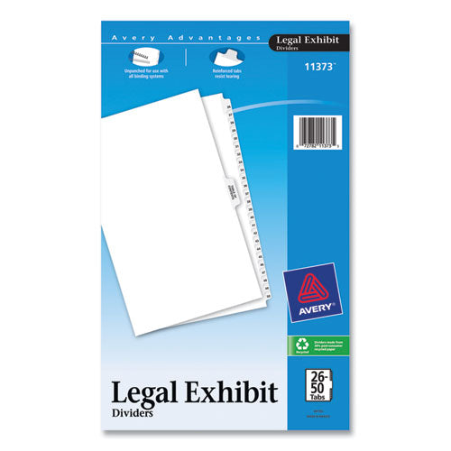 Avery® Preprinted Legal Exhibit Side Tab Index Dividers, Avery Style, 26-tab, 26 To 50, 14 X 8.5, White, 1 Set freeshipping - TVN Wholesale