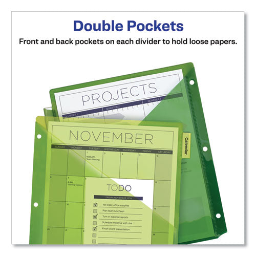Avery® Insertable Big Tab Plastic 2-pocket Dividers, 8-tab, 11.13 X 9.25, Assorted, 1 Set freeshipping - TVN Wholesale