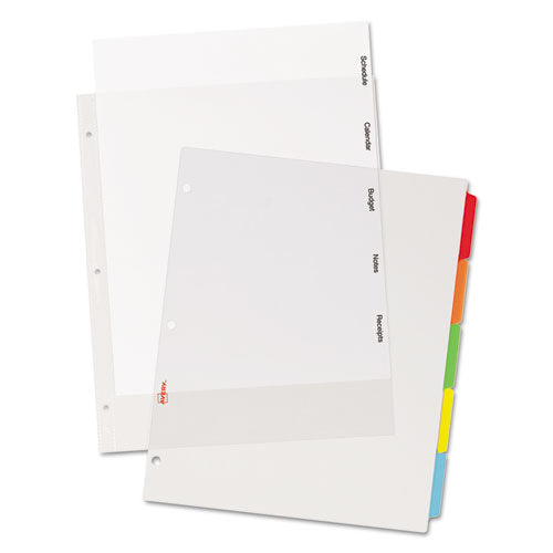 Avery® Clear Easy View Plastic Dividers With Multicolored Tabs And Sheet Protector, 5-tab, 11 X 8.5, Clear, 1 Set freeshipping - TVN Wholesale