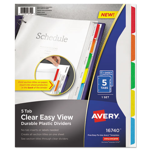Avery® Clear Easy View Plastic Dividers With Multicolored Tabs And Sheet Protector, 8-tab, 11 X 8.5, Clear, 1 Set freeshipping - TVN Wholesale