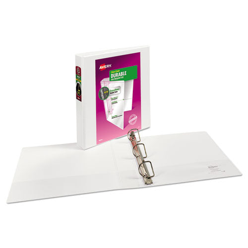 Avery® Durable View Binder With Durahinge And Slant Rings, 3 Rings, 1.5" Capacity, 11 X 8.5, White freeshipping - TVN Wholesale