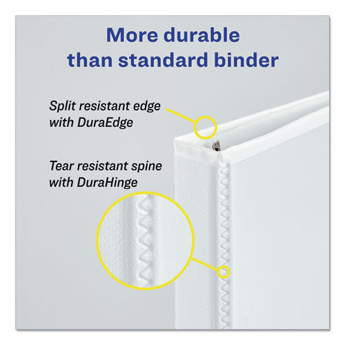 Avery® Durable View Binder With Durahinge And Slant Rings, 3 Rings, 1.5" Capacity, 11 X 8.5, White freeshipping - TVN Wholesale