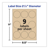 Avery® Round Brown Kraft Print-to-the-edge Labels, 2.5" Dia, 225-pk freeshipping - TVN Wholesale