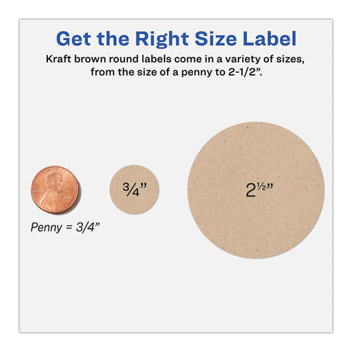 Avery® Round Brown Kraft Print-to-the-edge Labels, 2.5" Dia, 225-pk freeshipping - TVN Wholesale