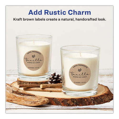 Avery® Round Brown Kraft Print-to-the-edge Labels, 2.5" Dia, 225-pk freeshipping - TVN Wholesale