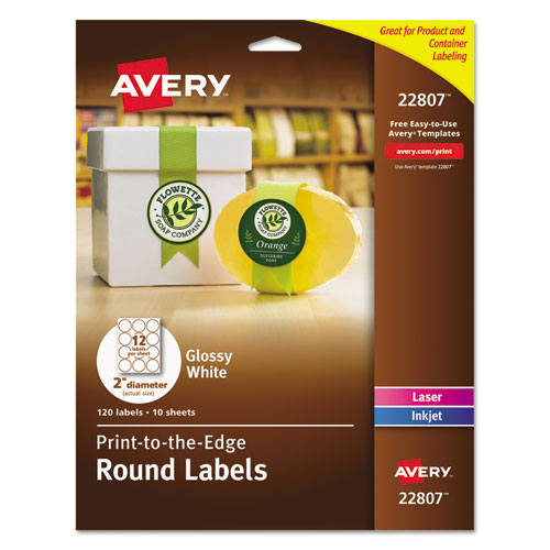 Avery® Print-to-the Edge Labels W-scalloped Edge, 2 1-2" Dia, Pearl Ivory, 72-pk freeshipping - TVN Wholesale