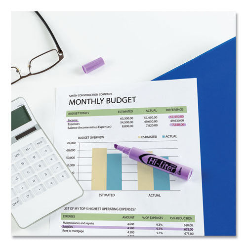 Avery® Hi-liter Desk-style Highlighters, Fluorescent Purple Ink, Chisel Tip, Purple-black Barrel, Dozen freeshipping - TVN Wholesale