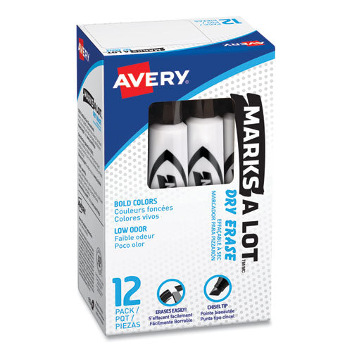 Avery® Marks A Lot Desk-style Dry Erase Marker, Broad Chisel Tip, Black, Dozen (24408) freeshipping - TVN Wholesale