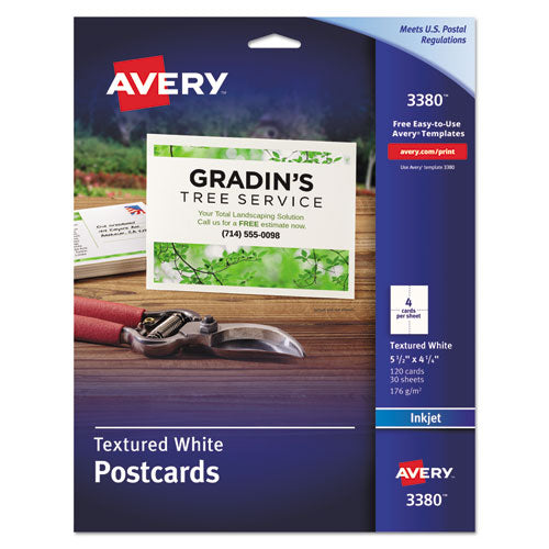 Avery® Printable Postcards, Inkjet, 65 Lb, 4.25 X 5.5, Textured Matte White, 120 Cards, 4 Cards-sheet, 30 Sheets-box freeshipping - TVN Wholesale